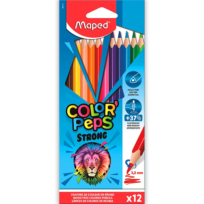 MAPED COLOR PEPS STRONG DRVENE BOJE 12KOM - Knjižara Riznica Beograd