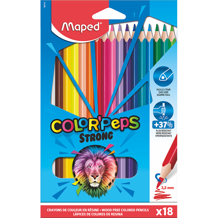 MAPED COLOR PEPS STRONG DRVENE BOJE 18KOM - Knjižara Riznica Beograd