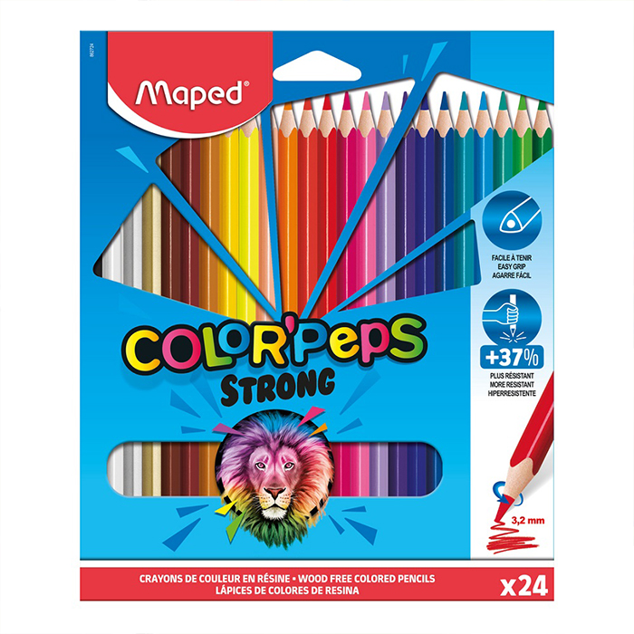 MAPED COLOR PEPS STRONG DRVENE BOJE 24KOM - Knjižara Riznica Beograd